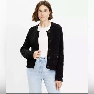 LOFT Black Chunky Knit Cardigan Small